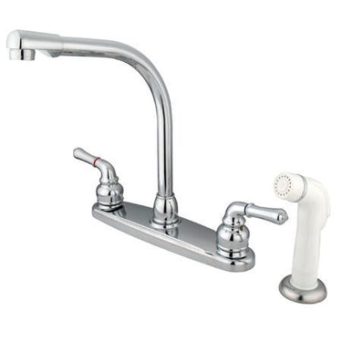 Kingston Brass Magellan Centerset Kitchen Faucet with White Side Sprayer, Chrome Kitchen Faucet Kingston Brass